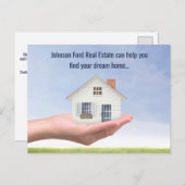 エステート実在カンパニーの手の写真のマーケティング ポストカード (正面/裏面)