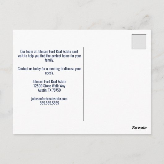 エステート実在カンパニーの手の写真のマーケティング ポストカード (裏面)