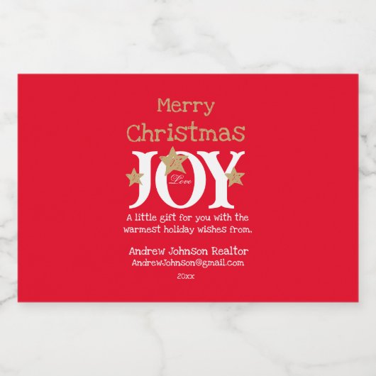 エステート実在クライアントクリスマスギフトかわいい赤ミニ リキュールボトルラベル (シングルラベル)