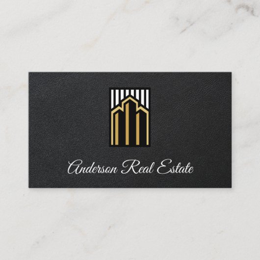 エステート実在コマーシャル建物 | レザー 名刺 (正面)