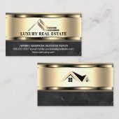 エステート実在ゴールデンロゴ |金属製の金ゴールド大理石 名刺 (正面/裏面)