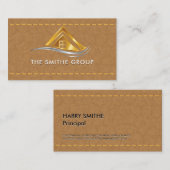 エステート実在ハウスロゴ | レザーステッチ 名刺 (正面/裏面)