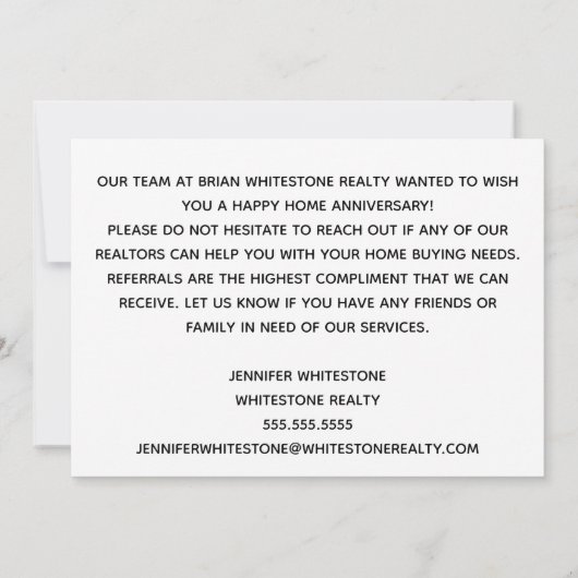 エステート実在ハッピーホームアニバーサリーカスタム カード (裏面)