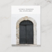 エステート実在フォト不動産仲介業者QRコードフロントドア 名刺 (正面)