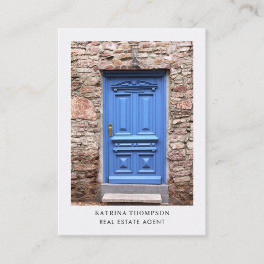 エステート実在フォト不動産仲介業者QRコードフロントドア 名刺 (正面)