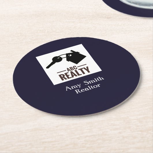 エステート実在ブルー ラウンドペーパーコースター (アングル)