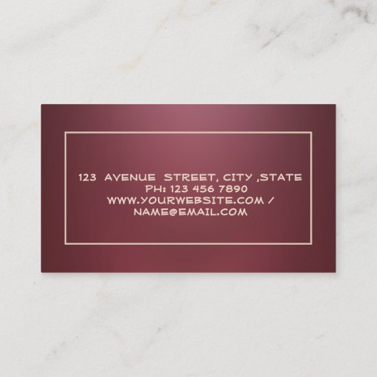 エステート実在ブローカーグリッターハウスルーフブルゴーニュ 名刺 (裏面)