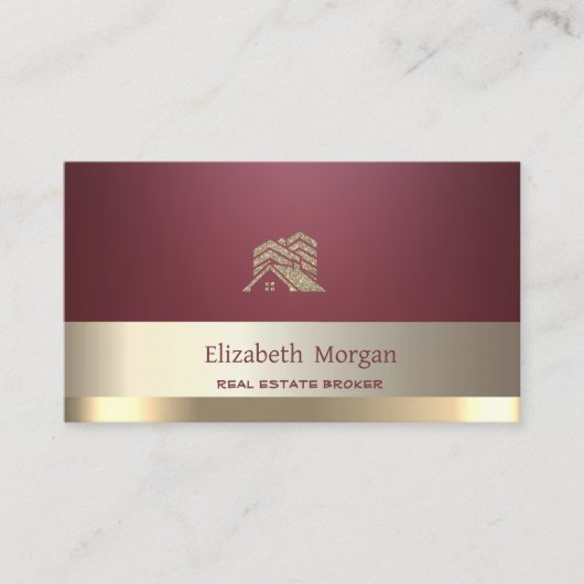 エステート実在ブローカーグリッターハウスルーフブルゴーニュ 名刺 (正面)