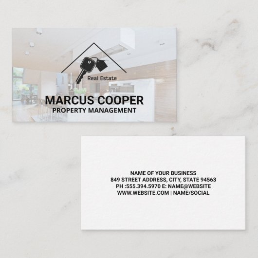 エステート実在ホームと鍵 |インテリアキッチン 名刺 (正面/裏面)