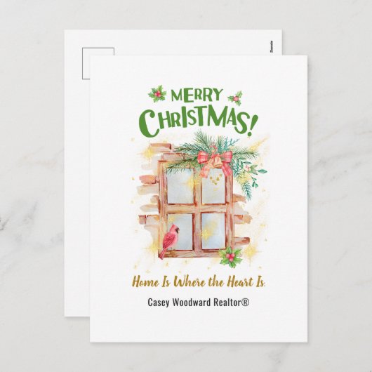 エステート実在ホームは、ハートがクリスマスである シーズンポストカード (正面/裏面)