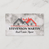 エステート実在ホームズロゴ |大理石テクスチャ | QRコード 名刺 (正面)