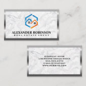 エステート実在ホーム |大理石メタル縁ど 名刺 (正面/裏面)