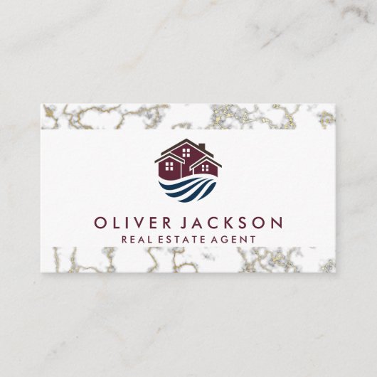 エステート実在ホーム |大理石金ゴールド 名刺 (正面)