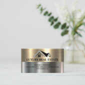 エステート実在ホーム |金属金ゴールド |スチールメタル 名刺 (スタンド正面)