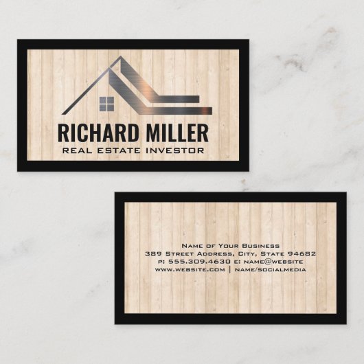 エステート実在ルーフ |プロパティ |木製ボード 名刺 (正面/裏面)