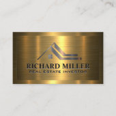 エステート実在ルーフ |メタリック金ゴールドオン金ゴールド 名刺 (正面)