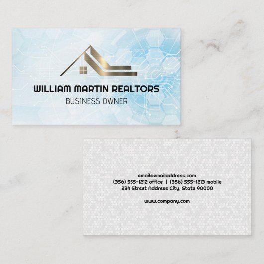 エステート実在ルーフ | 白の幾何学的 | プロパティ 名刺 (正面/裏面)