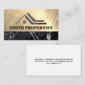 エステート実在ルーフ | 金ゴールド金属 | 黒大理石 名刺 (正面/裏面)