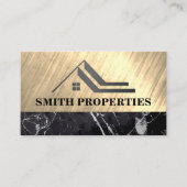 エステート実在ルーフ | 金ゴールド金属 | 黒大理石 名刺 (正面)