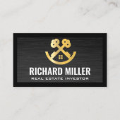 エステート実在ルーフ | 金ゴールド鍵とハウスロゴ 名刺 (正面)