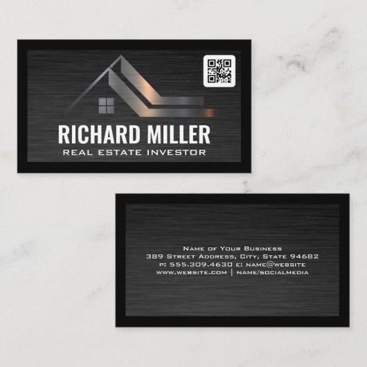エステート実在ルーフ | QRバーコードテンプレート 名刺 (正面/裏面)