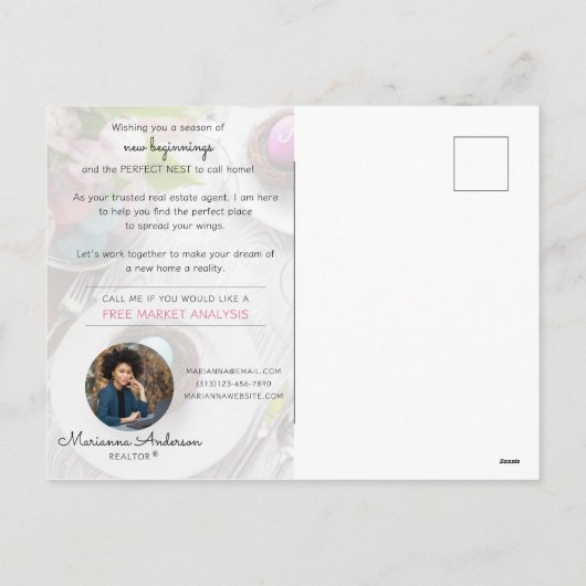 エステート実在不動産仲介業者イースター春はがき シーズンポストカード (裏面)