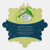 エステート実在不動産仲介業者クリスマスグリーティングキープサケ オーナメントカード (正面)