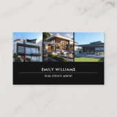 エステート実在写真QRソーシャルメディアブラック 名刺 (正面)