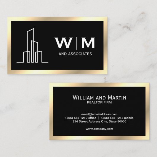 エステート実在建物アイコン |不動産仲介業者会社エグゼクティブ 名刺 (正面/裏面)