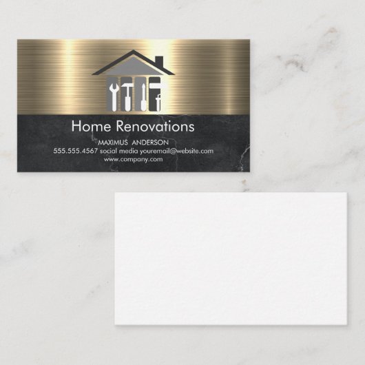 エステート実在改装 | 金属金ゴールド大理石 名刺 (正面/裏面)