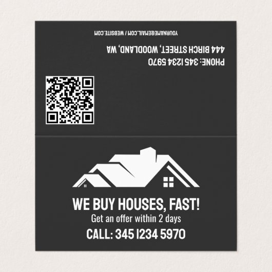 🏘️エステート実在私たち買はQR折り畳みを格納 名刺 (外部フラット)