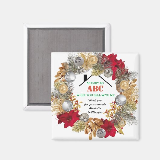 エステート実在簡単AS ABC不動産仲介業者クライアントのクリスマス マグネット (正面/裏面)