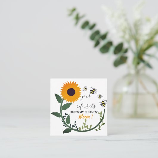 エステート実在&スモールビジネスウォーターカラーサンフラワー  紹介カード (スタンド正面)
