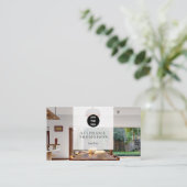 エステー実在シンプルト・フォト・ソーシャル・メディアQRコード・ロゴ 名刺 (スタンド正面)