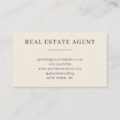 エステー実在トエージェントエレガントネイビーブルークリーム 名刺 (裏面)