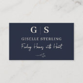 エステー実在トエージェントエレガントネイビーブルークリーム 名刺 (正面)