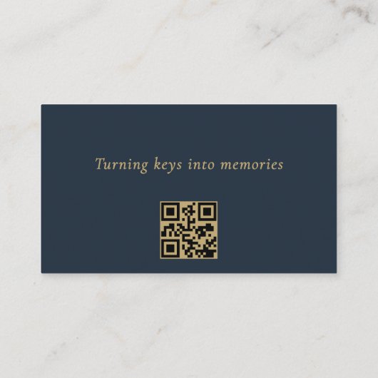 エステー実在トエージェントネイビー金ゴールドQRコード 名刺 (裏面)