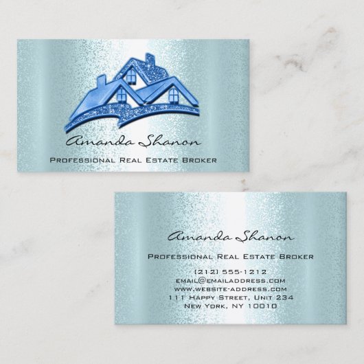 エステー実在トエージェントブローカーハウスブルーグリッター 名刺 (正面/裏面)