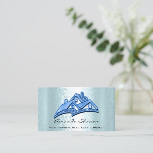 エステー実在トエージェントブローカーハウスブルーグリッター 名刺 (スタンド正面)