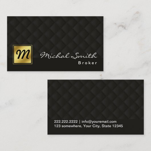 エステー実在トエージェントブローカーラグジュアリーブラック金ゴールド 名刺 (正面/裏面)