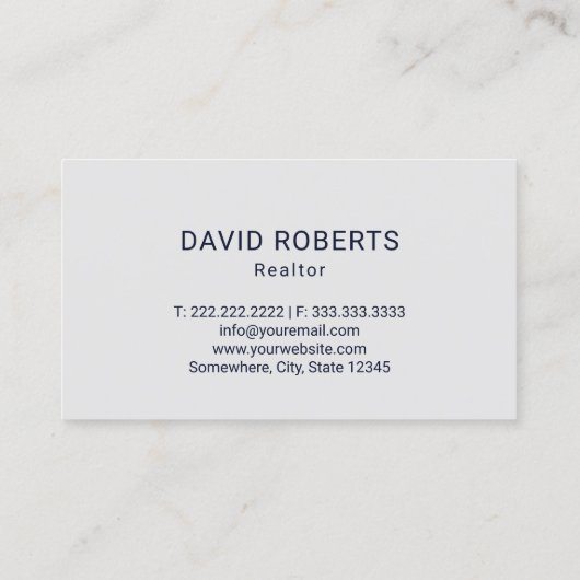 エステー実在トエージェントモダンネイビーブルーシルバー不動産仲介業者 名刺 (裏面)