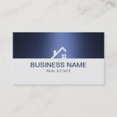 エステー実在トエージェントモダンネイビーブルーシルバー不動産仲介業者 名刺 (正面)