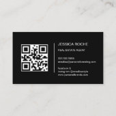 エステー実在トエージェントモダンブラック不動産仲介業者写真QR 名刺 (裏面)