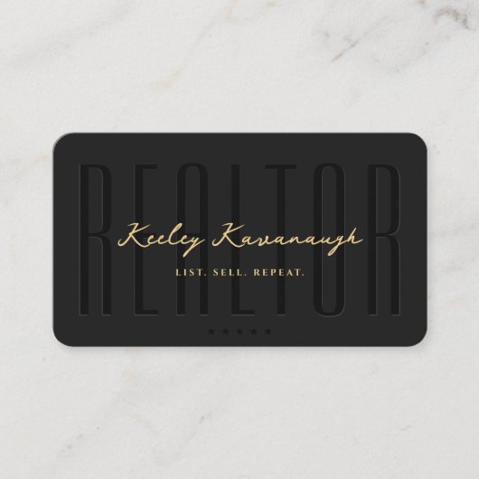 エステー実在トエージェント不動産仲介業者フォトモダンブラック 名刺 (正面)