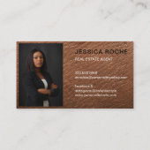 エステー実在トエージェント不動産仲介業者ブラウン金ゴールドカスタム写真 名刺 (裏面)