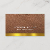 エステー実在トエージェント不動産仲介業者ブラウン金ゴールドカスタム写真 名刺 (正面)