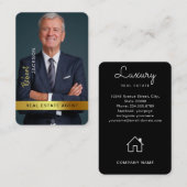 エステー実在トエージェント不動産仲介業者ブラック金ゴールドカスタム写真 名刺 (正面/裏面)