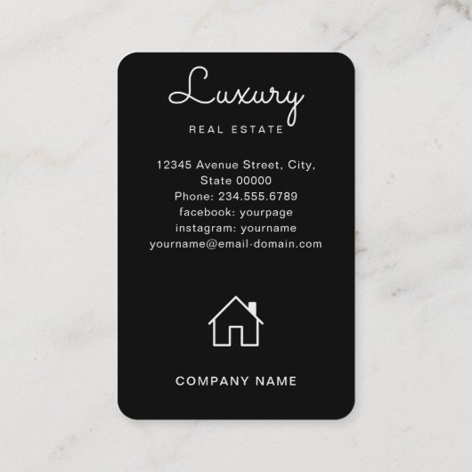 エステー実在トエージェント不動産仲介業者ブラック金ゴールドカスタム写真 名刺 (裏面)