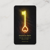 エステー実在トエージェント不動産仲介業者白熱［赤熱］光を放つラブ鍵 名刺 (正面)