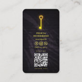 エステー実在トエージェント不動産仲介業者白熱［赤熱］光を放つラブ鍵 名刺 (裏面)